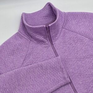 L.L. Bean Pullover Women's Size MEDIUM PETIT Purple Mock Neck 1/2 Zip Sweatshirt